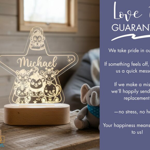 Personalized Animals Star Night Light – Custom LED Lamp for Kids - Picture 6 of 8